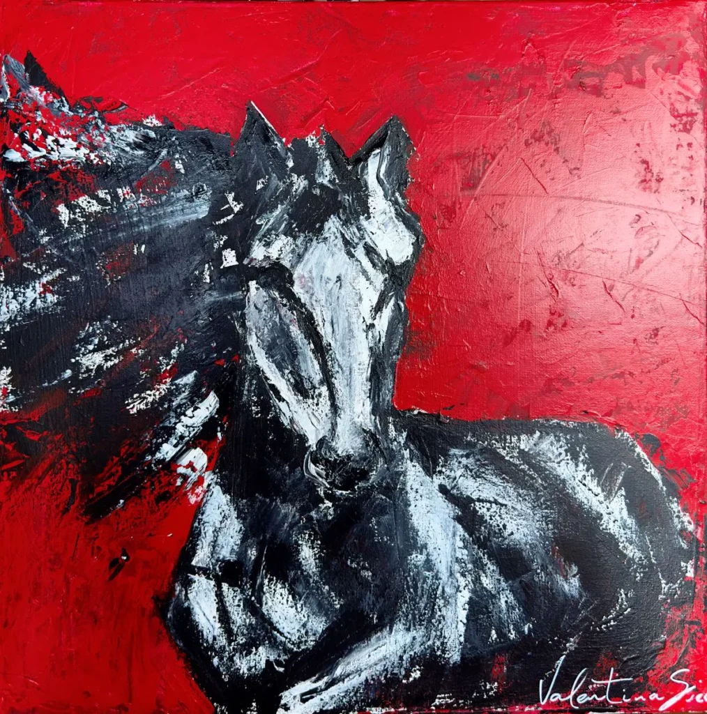 Horse painting (2024)  Acrylic painting 50x50 by Valentina Sico
