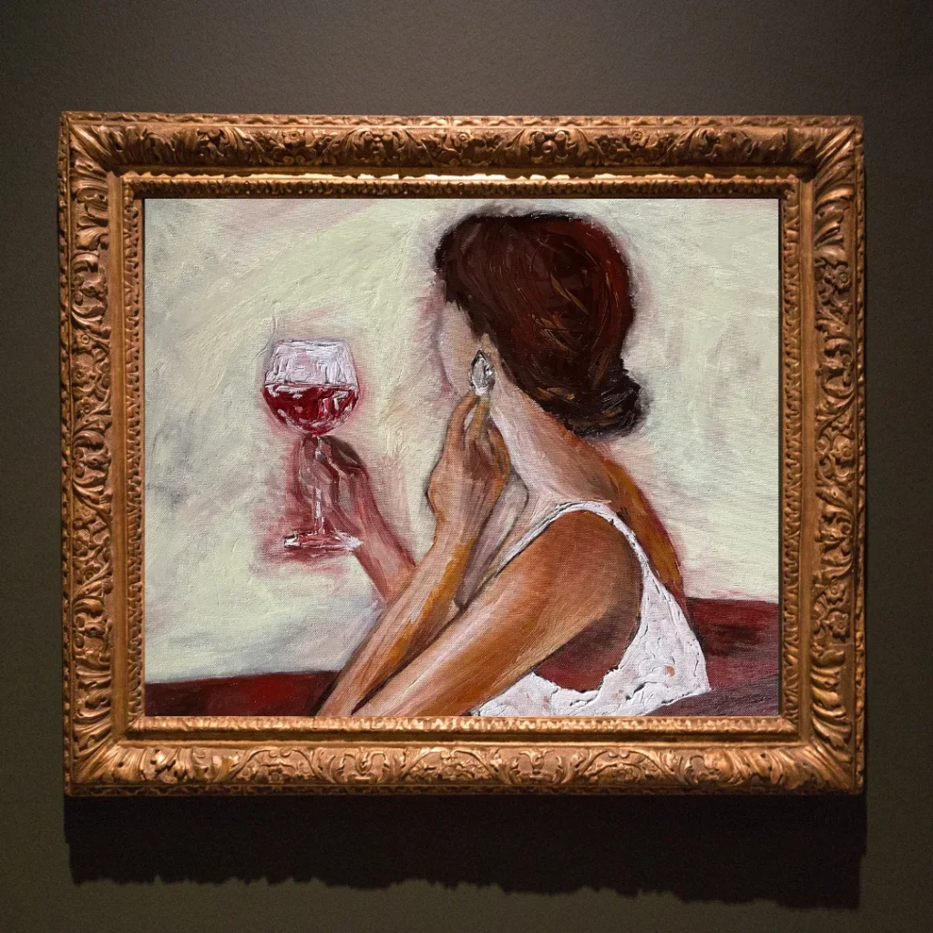 Woman with the wine (2022) Oil painting 70x50 by Valentina Sico