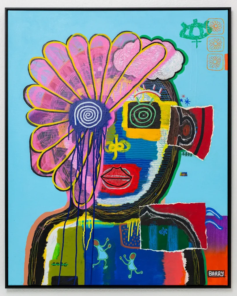 Christopher Barry 1 La Vie en Rose, Mixed media on linen canvas 100x80cm 2024