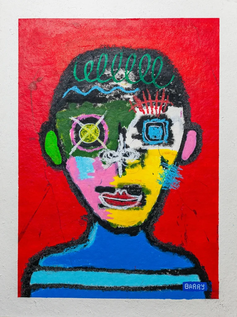 Christopher Barry 7 On Time Mixed media on paper 80x60cm 2024