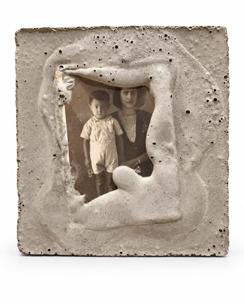 Our Tragic End: Crunchy Cookies/ Burnout/ Family Album/ Suadiye, From the ongoing series Our Tragic End, 2026, Concrete and mixed media, 12 × 12 × 3 cm (each)