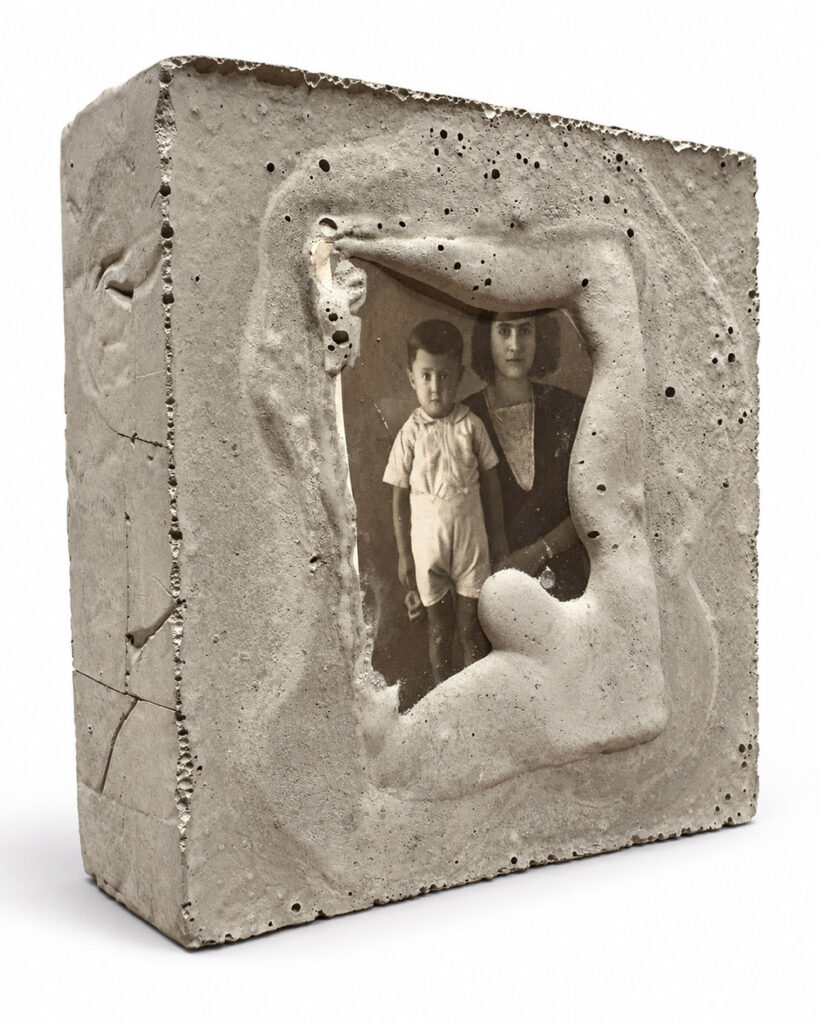 Our Tragic End: Crunchy Cookies/ Burnout/ Family Album/ Suadiye, From the ongoing series Our Tragic End, 2026, Concrete and mixed media, 12 × 12 × 3 cm (each)