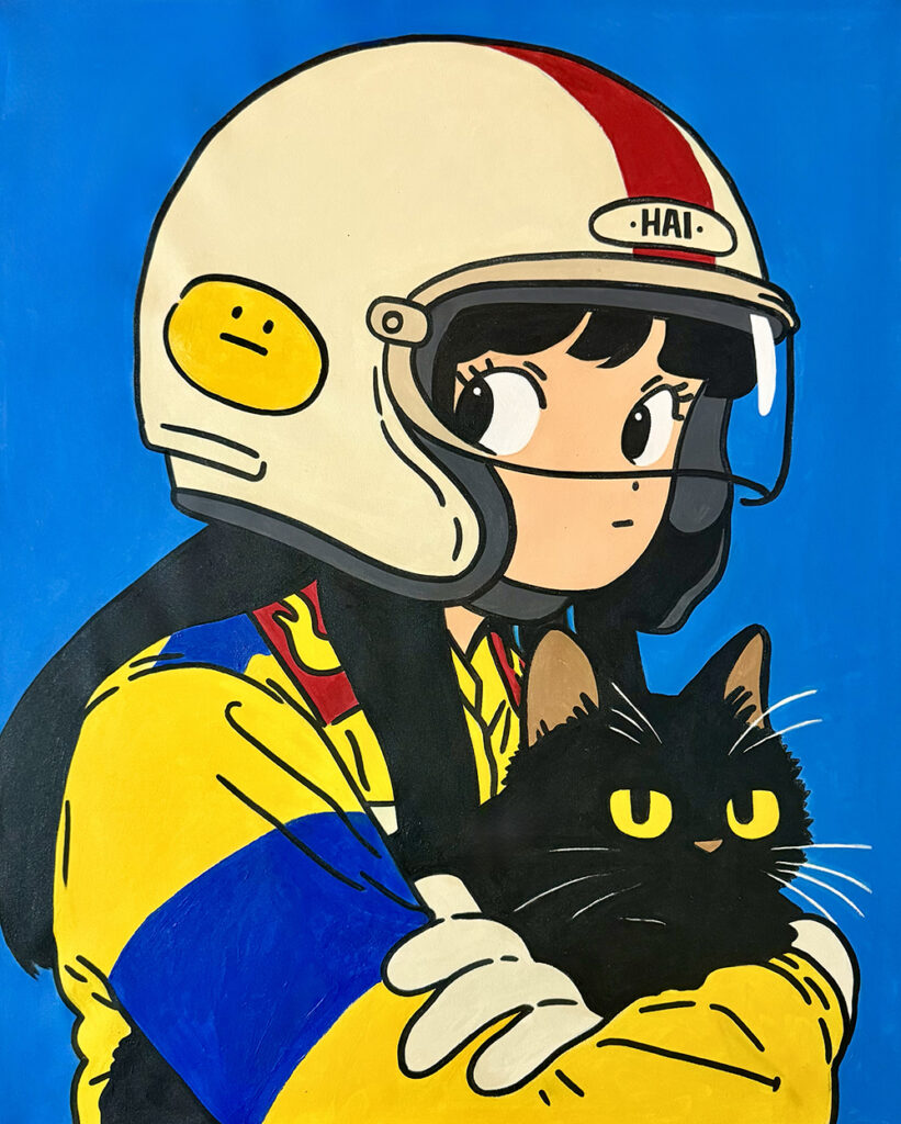 鈴鹿 – Suzuka by Roger Haus, acrylic and felt-tip pen on canvas, 80 × 100 cm, 2026