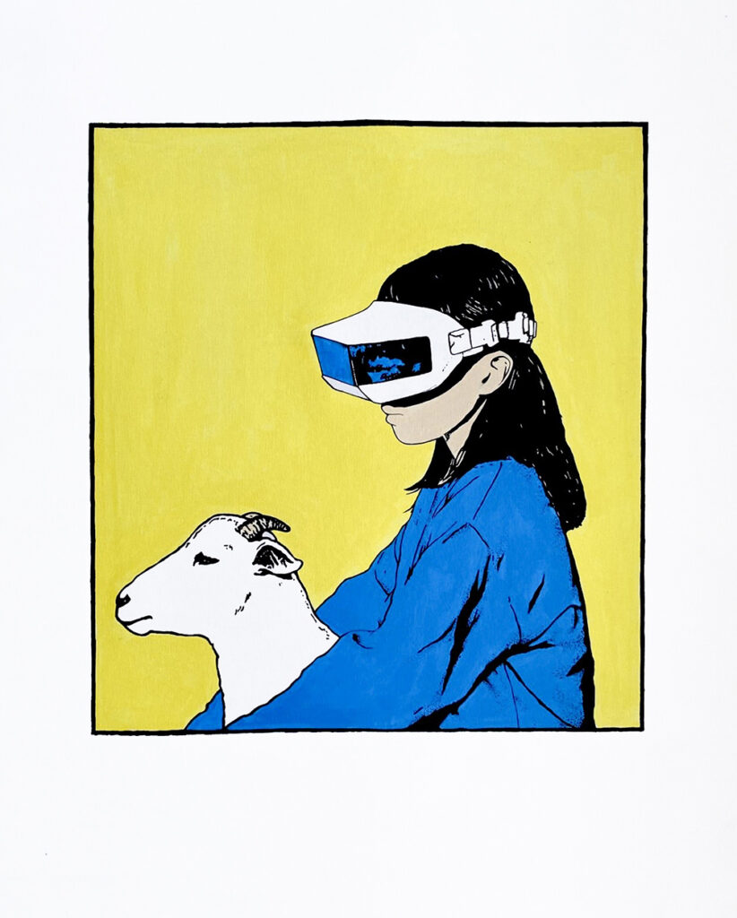 アスンシオン - Asunción by Roger Haus, acrylic and felt-tip pen on canvas, 80 × 100 cm, 2026. In a private collection in Denmark