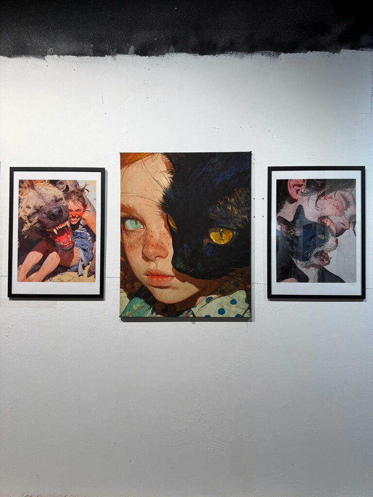 Girl with a Black Cat by Roger Haus, AI on canvas, available in different formats, created in 2024