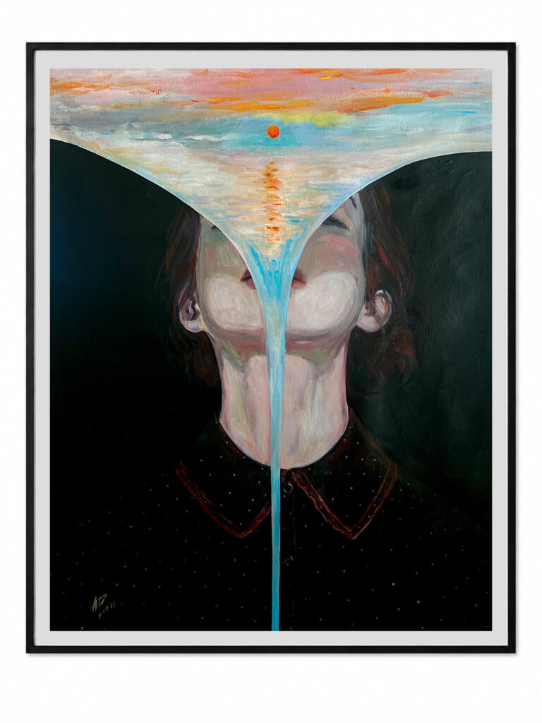 Red Sun by Anna Dart, acrylic on canvas, 80 × 100 cm, 2025. In a private collection in Poland