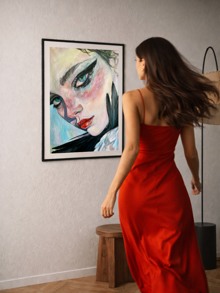 Fire Gaze by Anna Dart, acrylic on canvas, 80 × 100 cm, 2026. In a private collection in Bulgaria