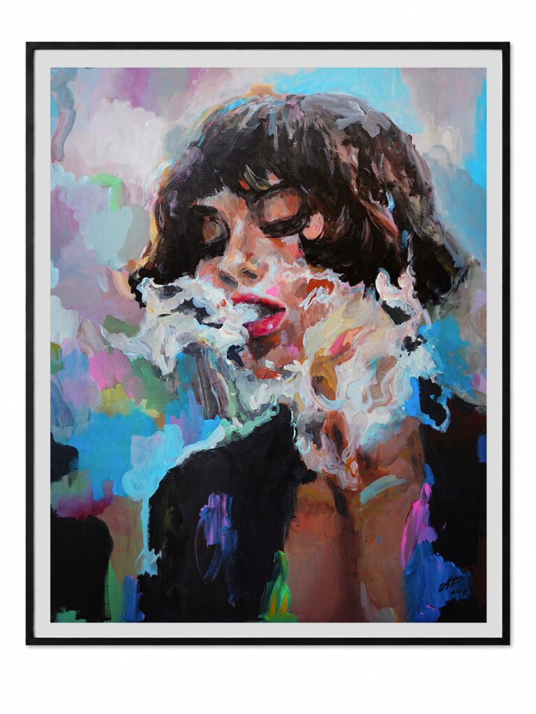 Smoke My Air by Anna Dart, acrylic on canvas, 80 × 100 cm, 2018