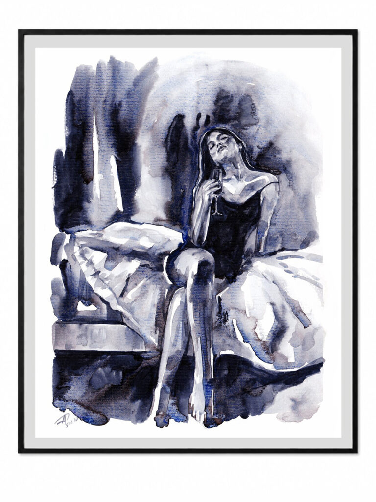 Celebrating That You Don’t Message Me Any Longer, watercolour on paper, 30 × 40 cm, 2020